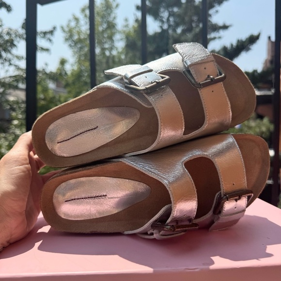 New Free People Rule Breaker Flatform Sandal Shoes Platform Silver Metallic 39 - Picture 7 of 12